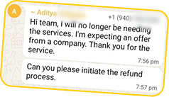 Candidate WhatsApp review screenshot