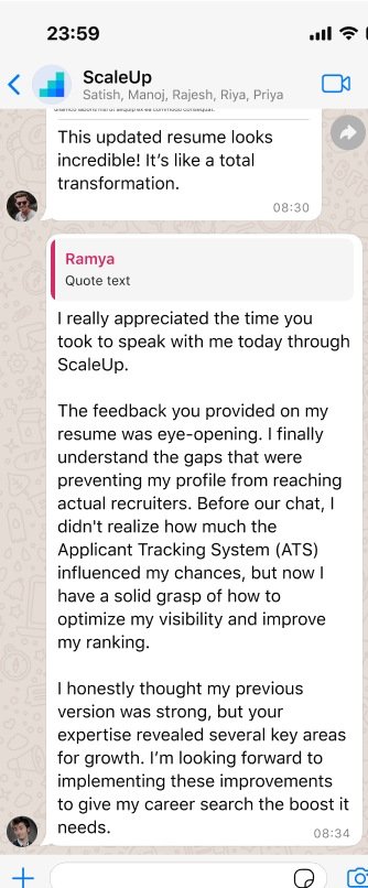 ScaleUp client iMessage testimonial